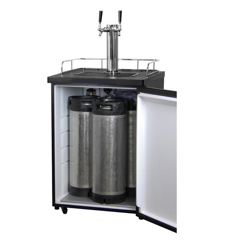 Dual Faucet Tap Kegerator - Black Cabinet with Matte Black Door