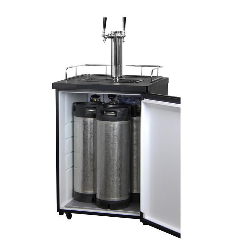 Two Keg Tap Faucet Beer Dispenser - Black Cabinet with Stainless Steel Door