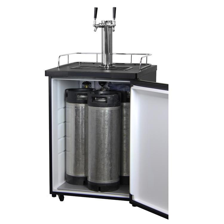 Kegco Kombucha Cooler Dispenser with Black Cabinet and Stainless Steel Door