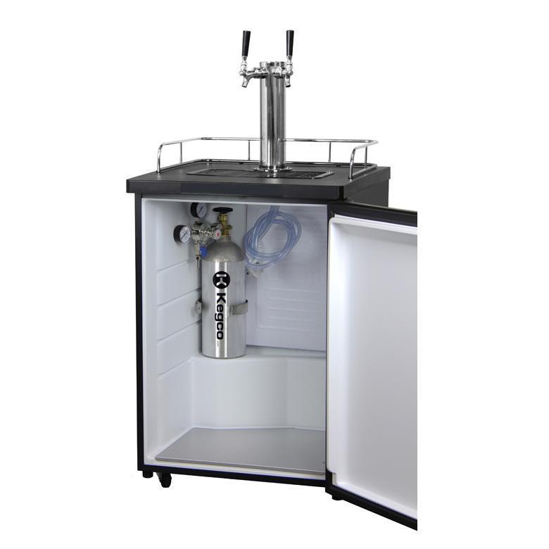 Dual Faucet Tap Kegerator - Black Cabinet with Matte Black Door