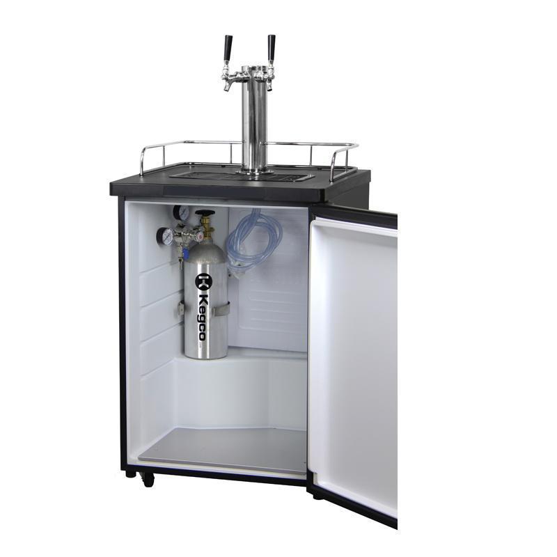 Two Keg Tap Faucet Beer Dispenser - Black Cabinet with Stainless Steel Door