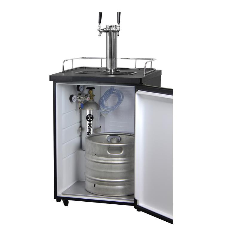Dual Faucet Tap Kegerator - Black Cabinet with Matte Black Door