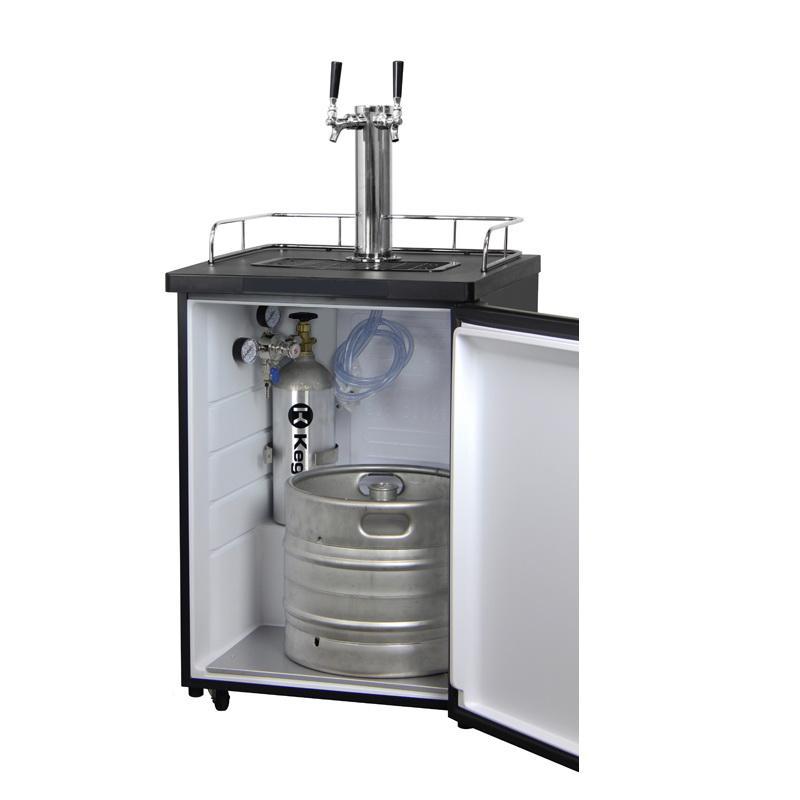 Two Keg Tap Faucet Beer Dispenser - Black Cabinet with Stainless Steel Door