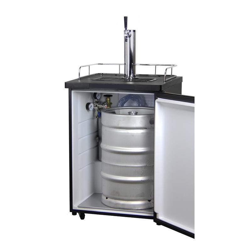 Single Keg Tap Faucet Beer Dispenser Kegerator - Black Cabinet with Stainless Steel Door