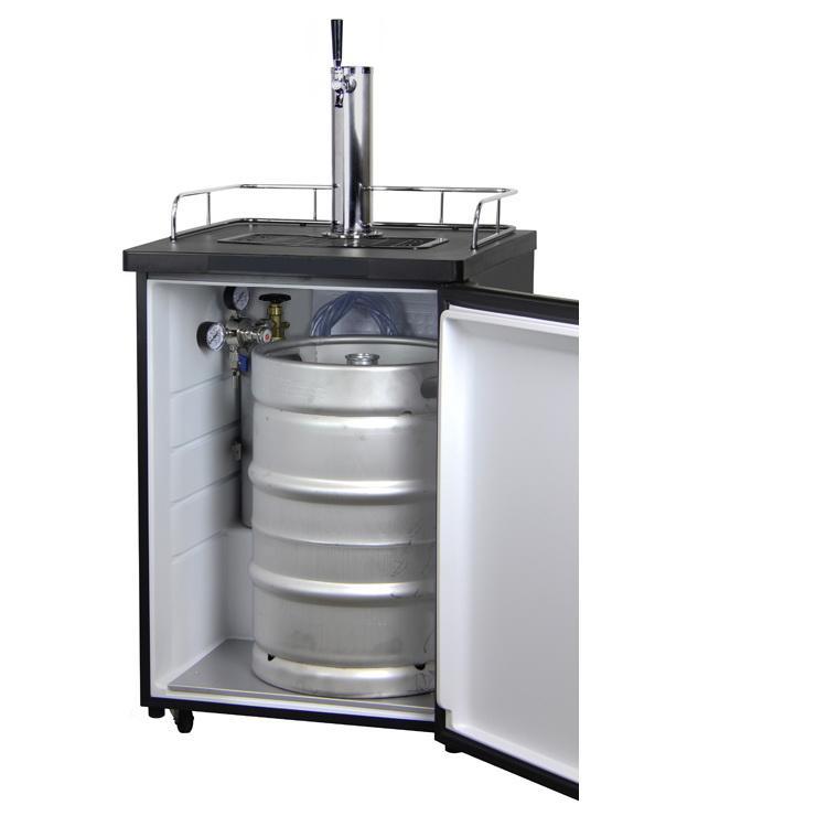Kegco Kombucha Cooler Dispenser with Black Cabinet and Stainless Steel Door