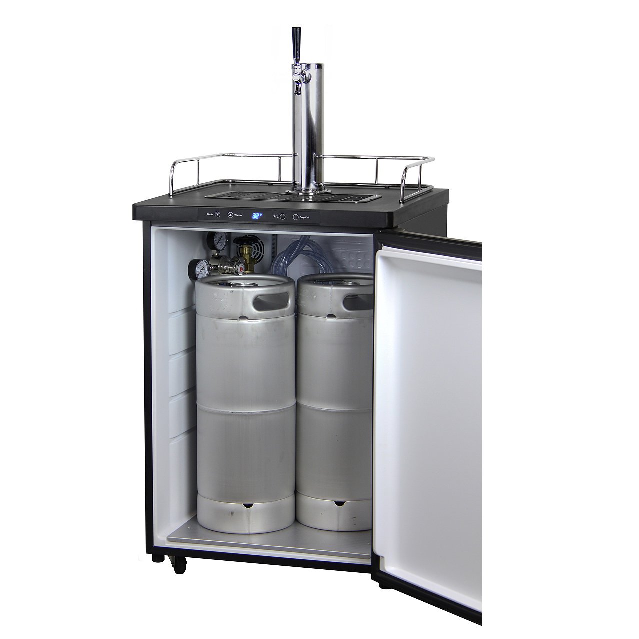 Kegco Full Size Single Tap Faucet Kegerator - Black Cabinet with Stainless Steel Door