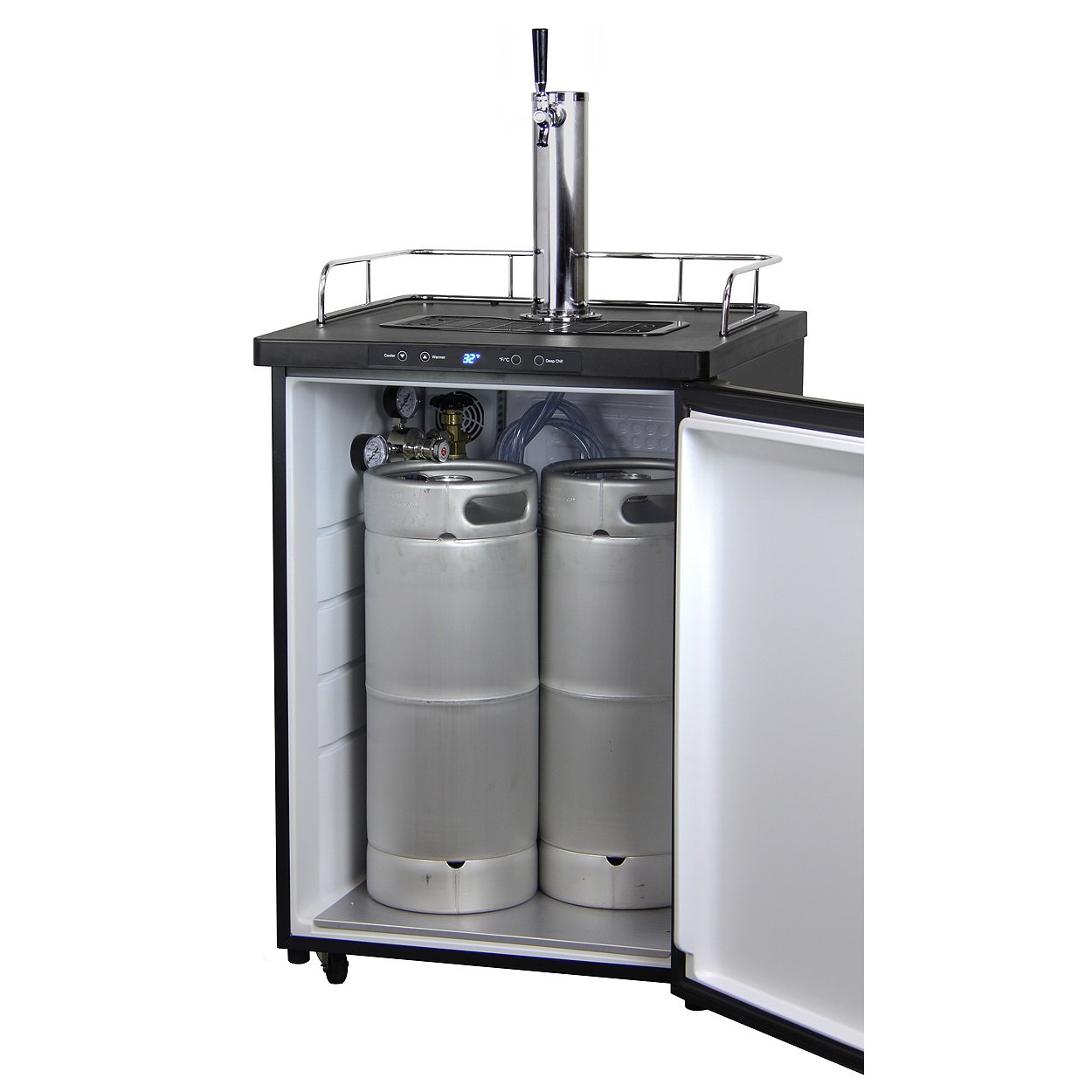 Kegco Digital Kombucha Keg Cooler - Black Cabinet with Black Stainless Steel Door