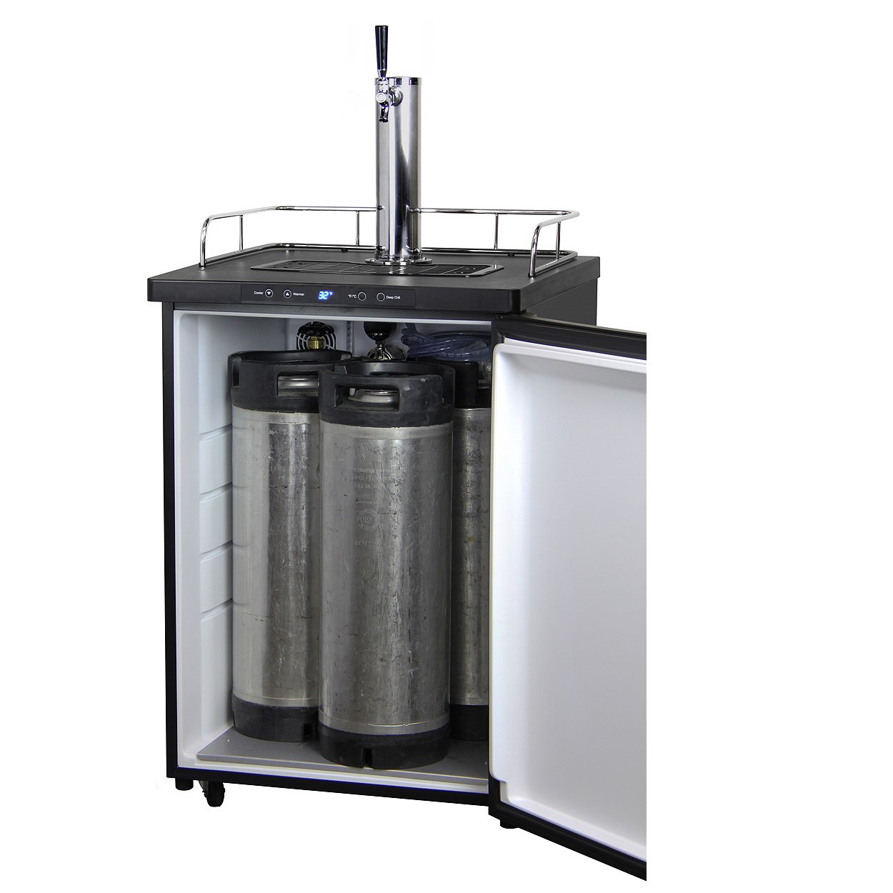 Kegco Digital Kombucha Keg Cooler - Black Cabinet with Black Stainless Steel Door