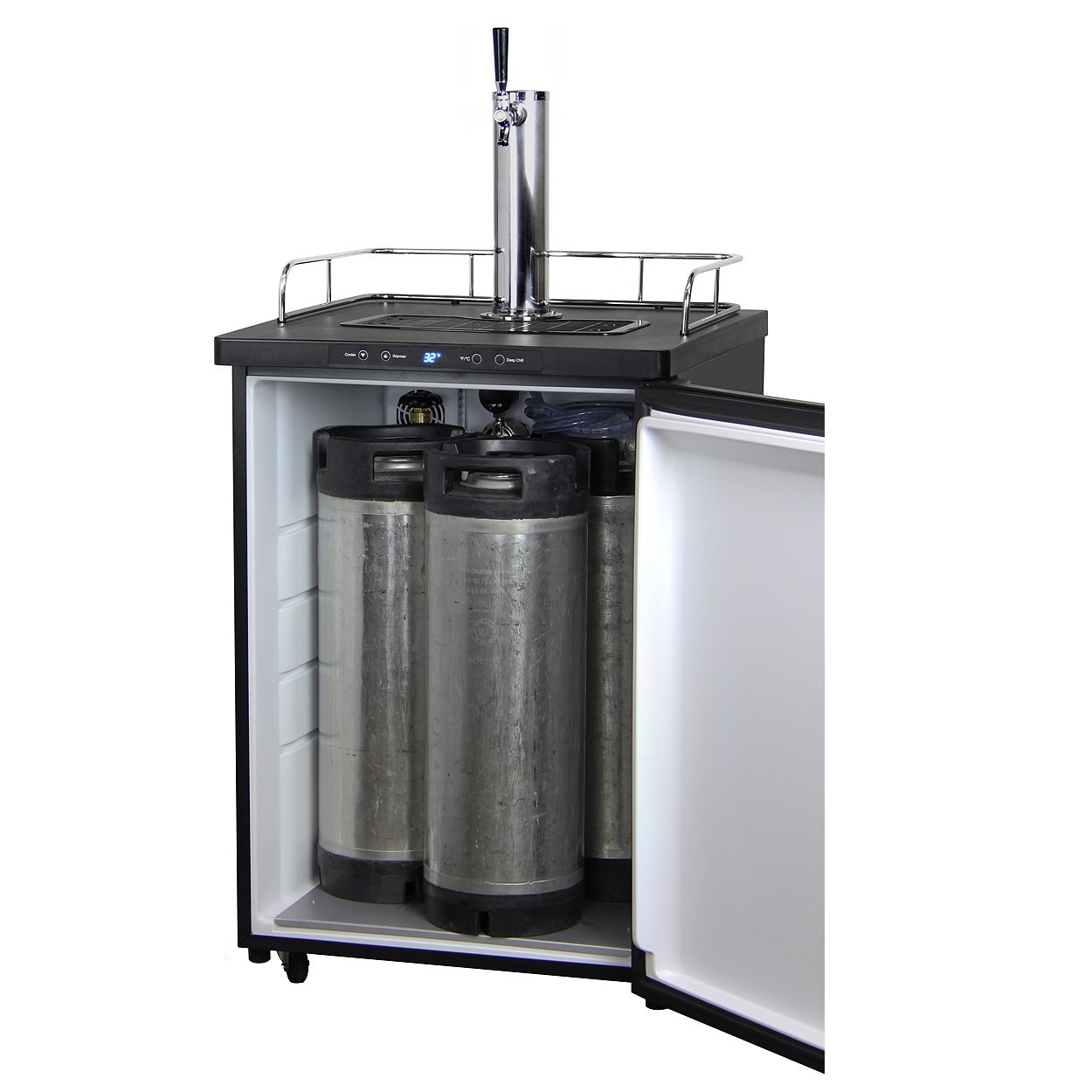 Kegco Digital Kombucha Keg Cooler - Black Cabinet with Stainless Steel Door