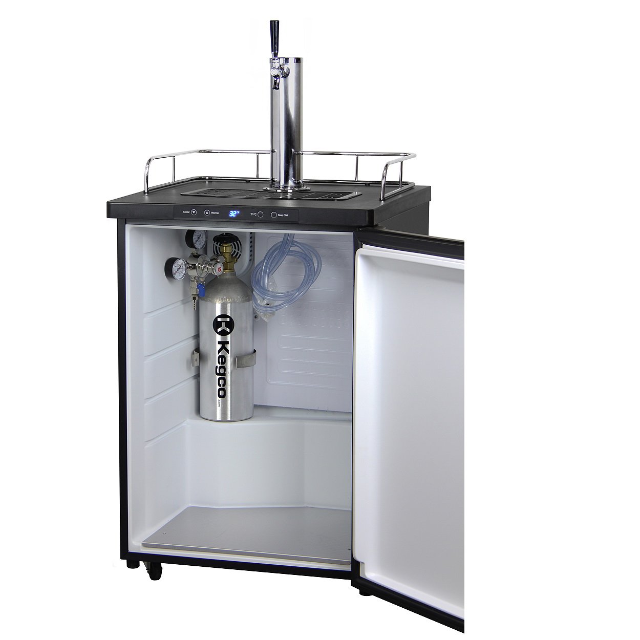 Kegco Digital Kombucha Keg Cooler - Black Cabinet with Black Stainless Steel Door