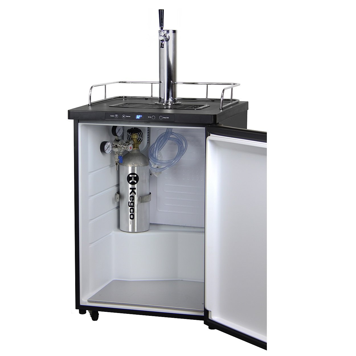 Kegco Digital Kombucha Keg Cooler - Black Cabinet with Stainless Steel Door