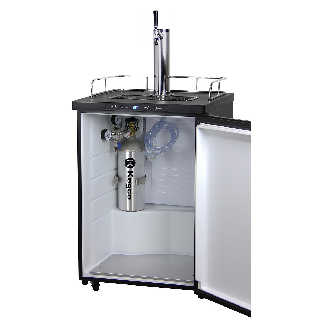 Kegco Full Size Single Tap Faucet Kegerator - Black Cabinet with Stainless Steel Door