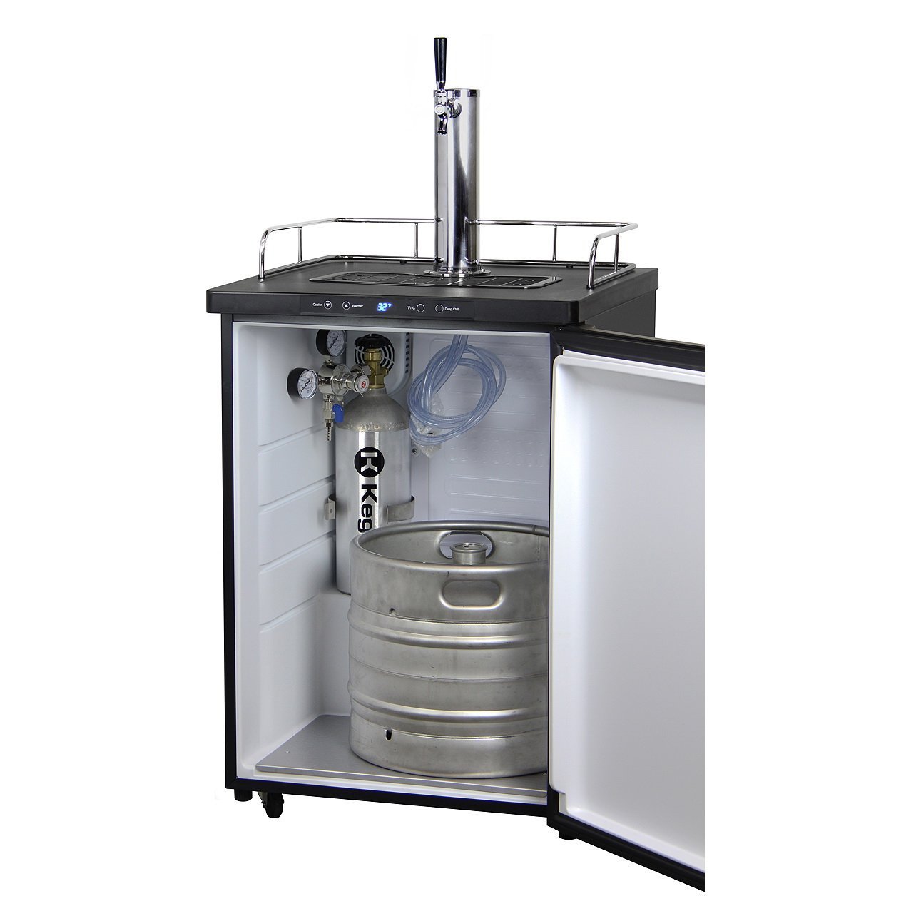 Kegco Full Size Single Tap Faucet Kegerator - Black Cabinet with Stainless Steel Door