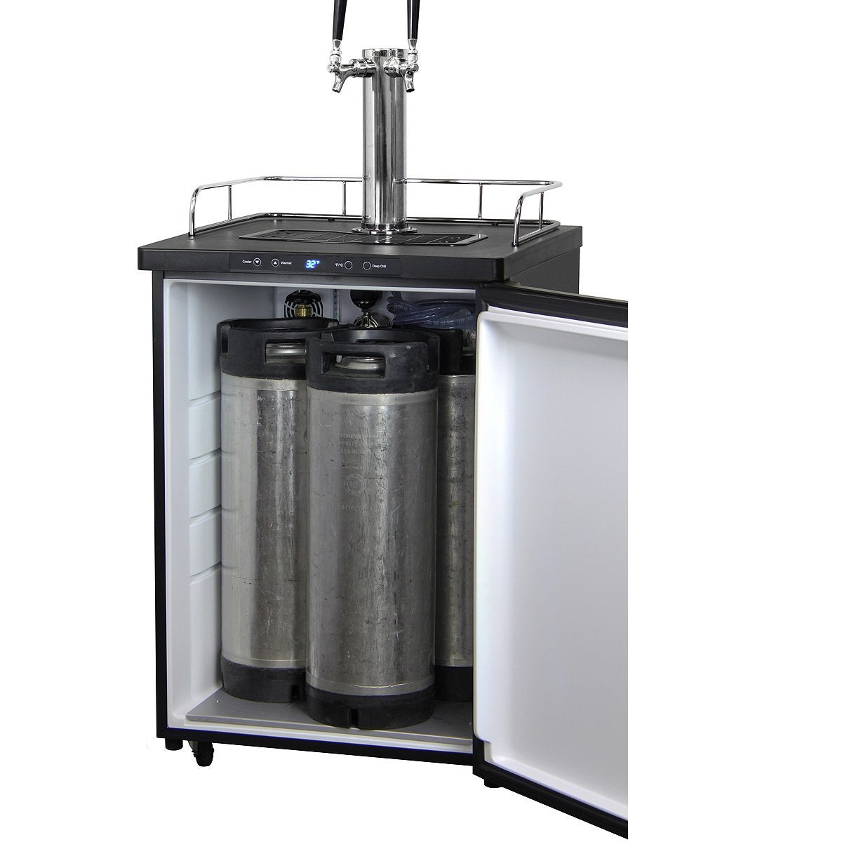 Kegco Double Faucet Digital Kombucharator - Black Cabinet with Matte Black Door
