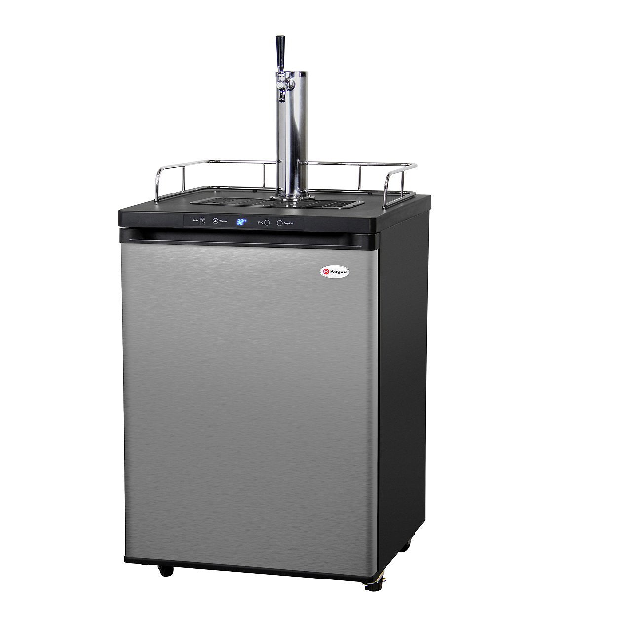 Kegco Full Size Single Tap Faucet Kegerator - Black Cabinet with Stainless Steel Door
