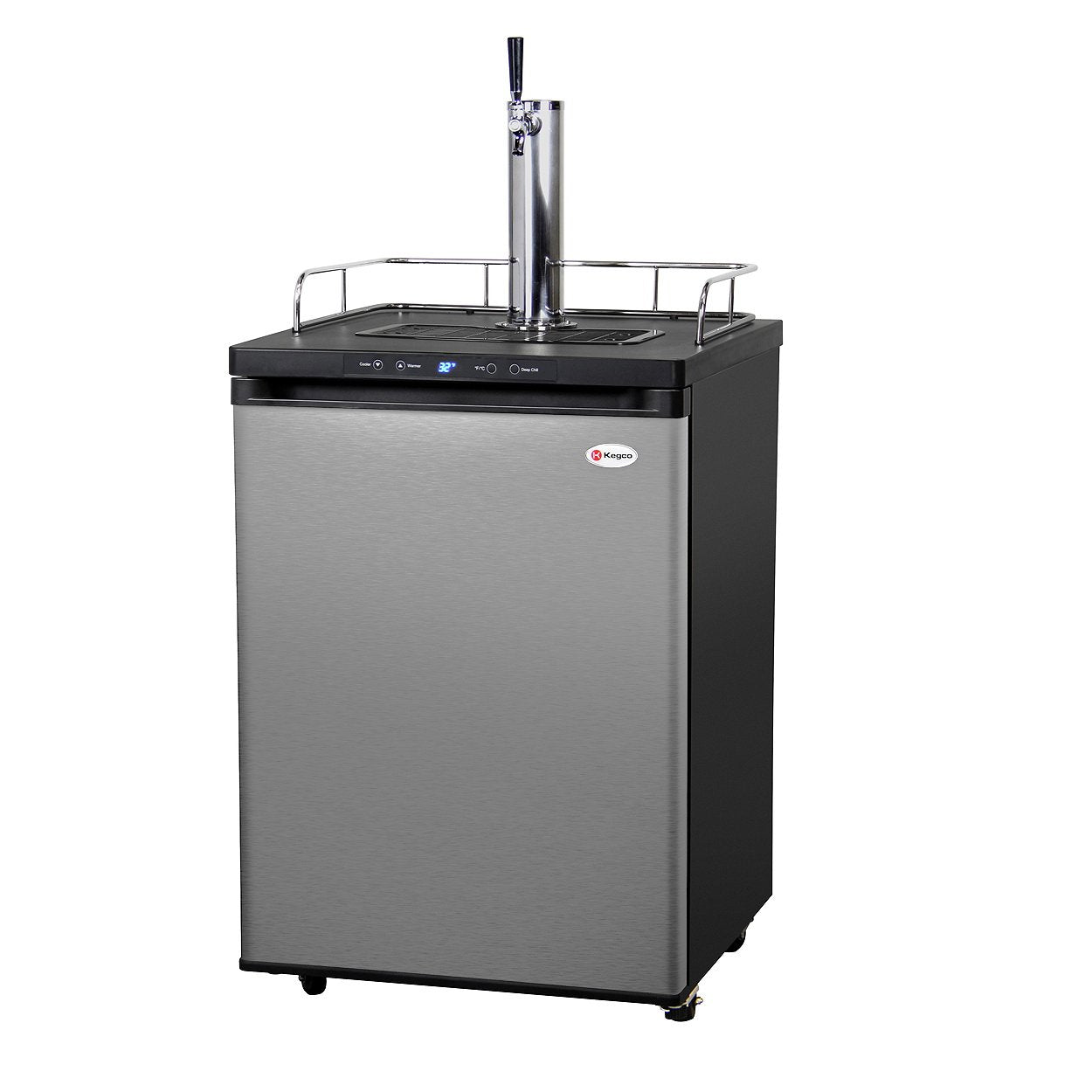 Kegco Digital Kombucha Keg Cooler - Black Cabinet with Stainless Steel Door
