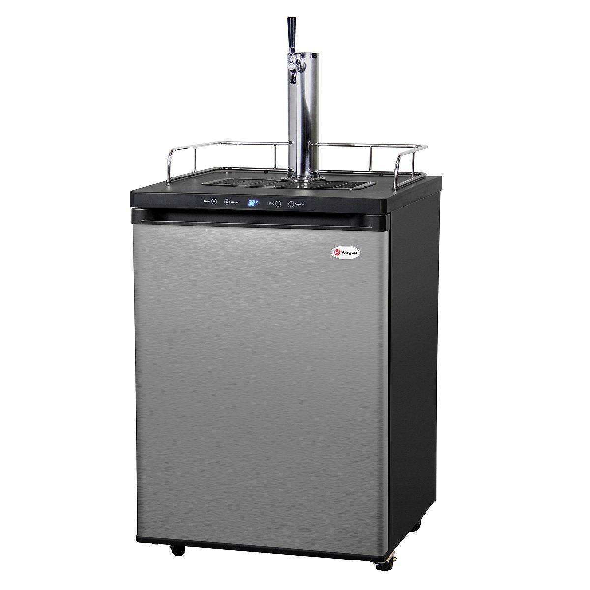 Kegco Full Size Single Tap Faucet Kegerator - Black Cabinet with Stainless Steel Door