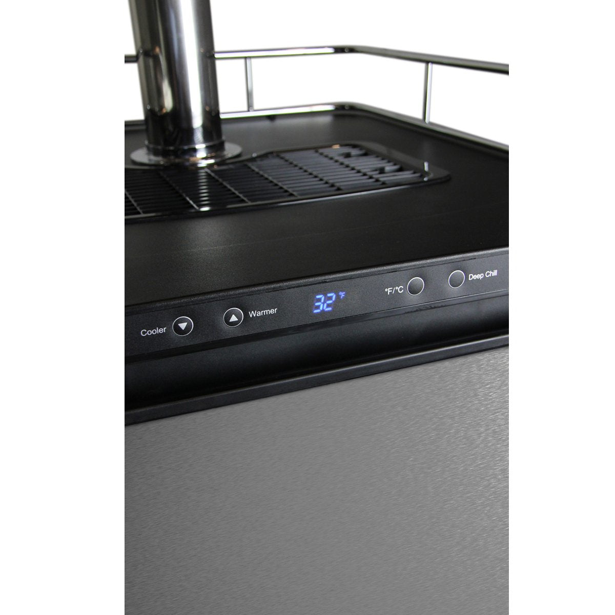 Kegco Dual Tap Faucet Digital Keg Fridge - Black Cabinet with Stainless Steel Door