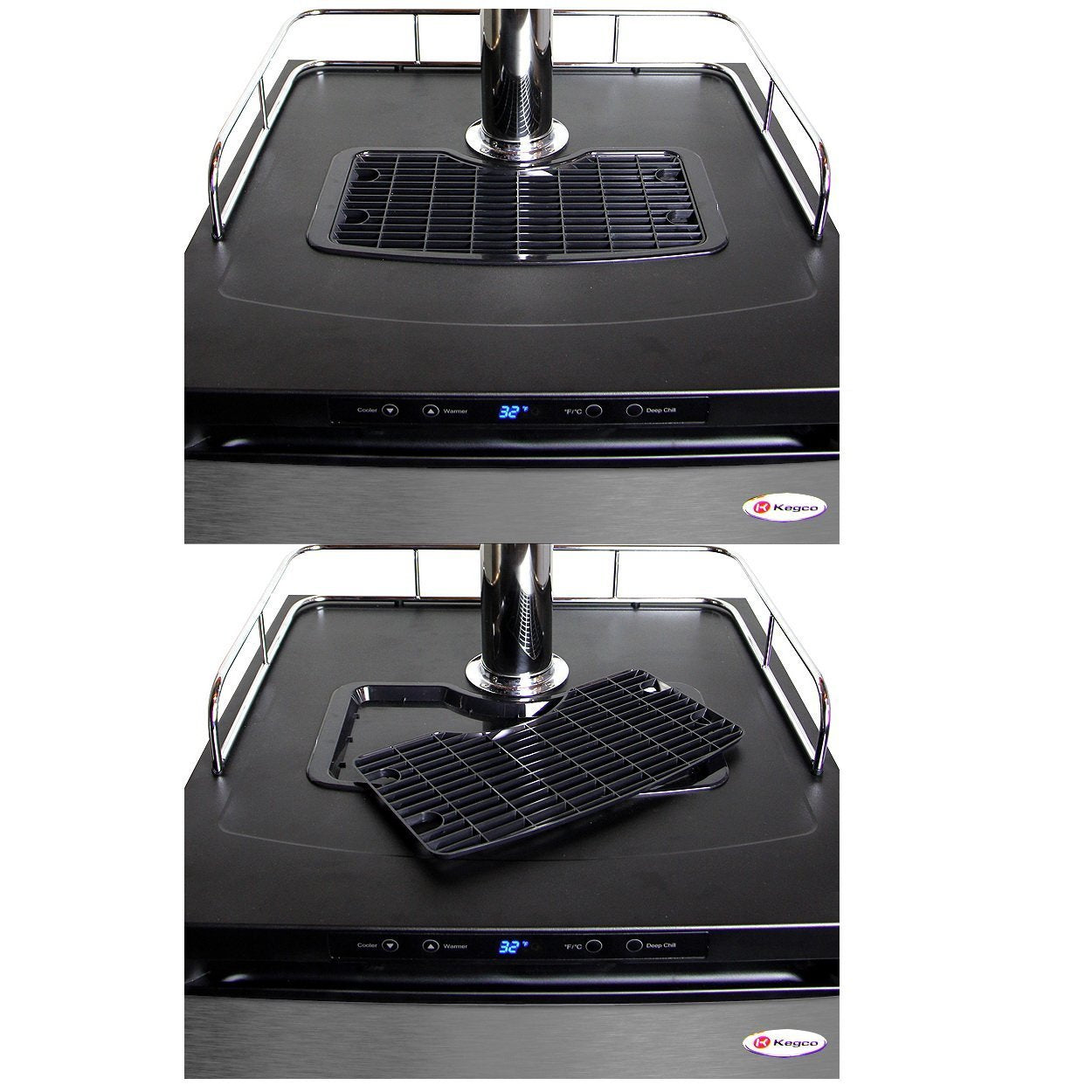 Kegco Dual Tap Faucet Digital Keg Fridge - Black Cabinet with Stainless Steel Door