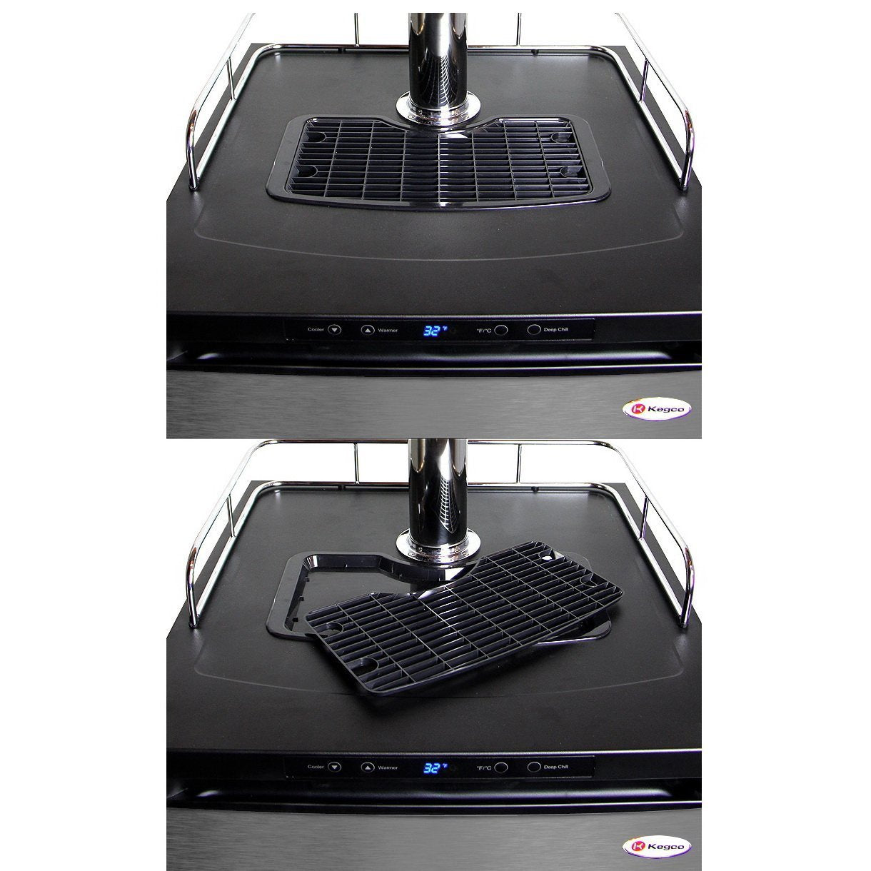 Kegco Three Faucet Digital Kombucha Dispense System - Black Matte Cabinet and Stainless Steel Door
