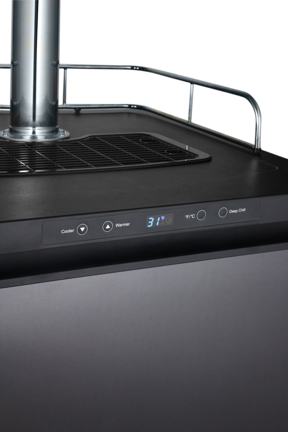 Kegco Dual Two Tap Faucet Digital Kegerator - Black Stainless Steel Door