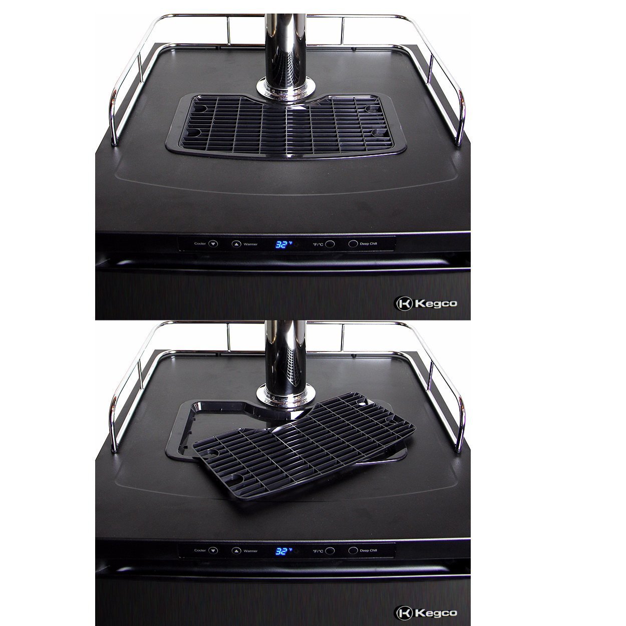 Kegco Dual Two Tap Faucet Digital Kegerator - Black Stainless Steel Door