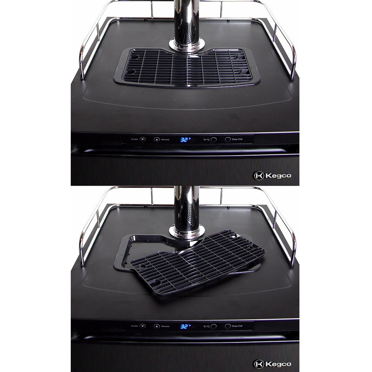 Kegco Two Faucet Digital Kombucha Keg Cooler - Black Cabinet with Black Stainless Steel Door