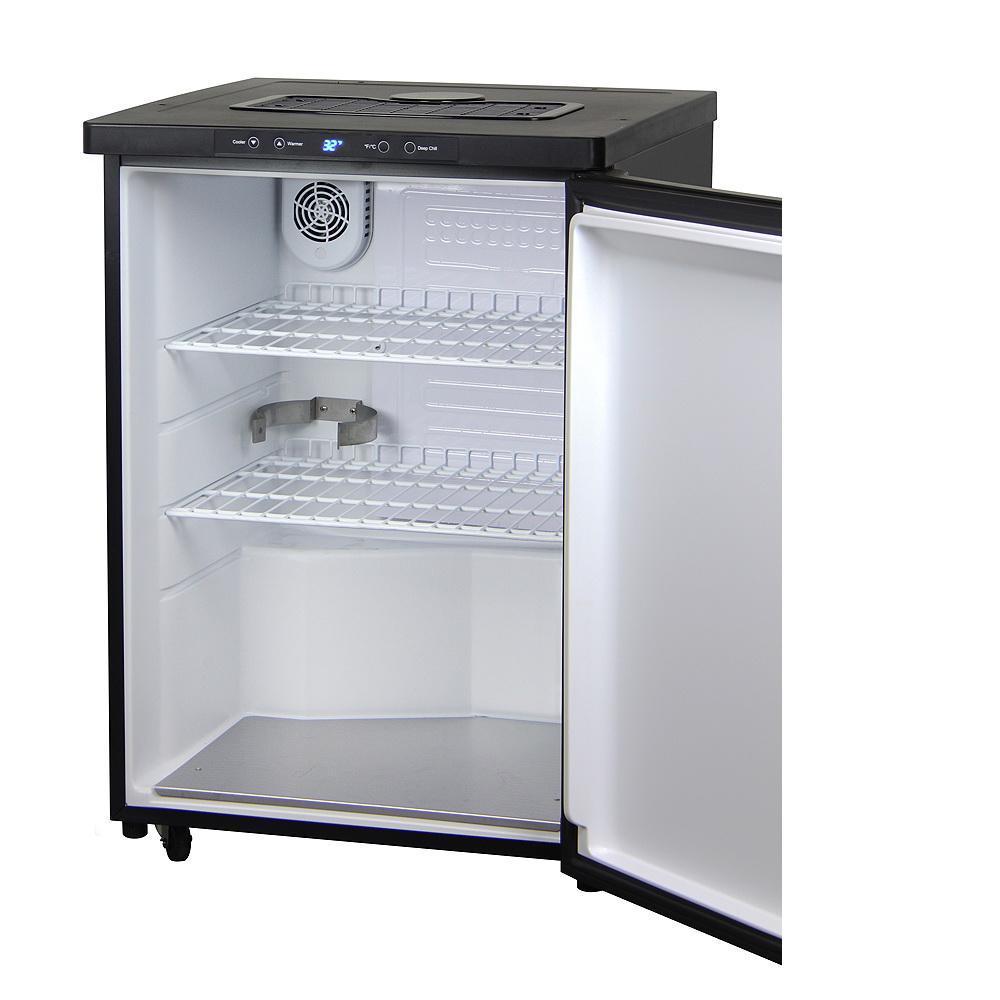 Kegco Dual Tap Faucet Digital Keg Fridge - Black Cabinet with Stainless Steel Door