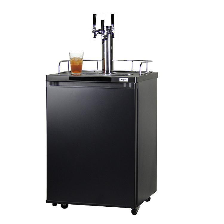 Kegco Triple Faucet Kombucha Keg Cooler with Black Cabinet and Door