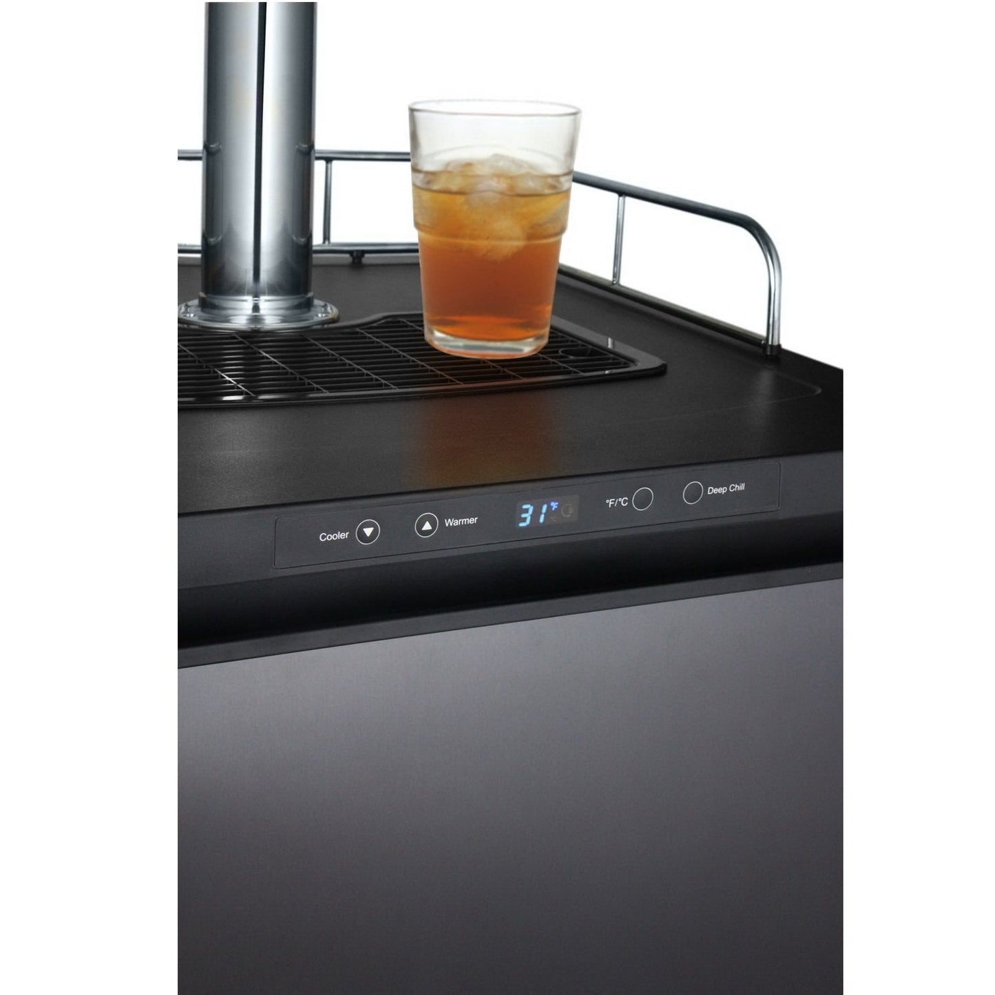 Kegco Digital Kombucha Keg Cooler - Black Cabinet with Black Stainless Steel Door