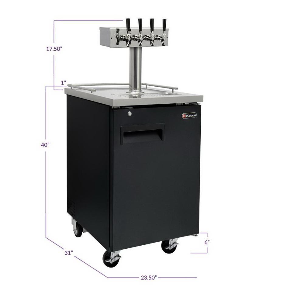 Kegco Four Tap Commercial Kombucharator Kombucha Keg Dispenser - Black