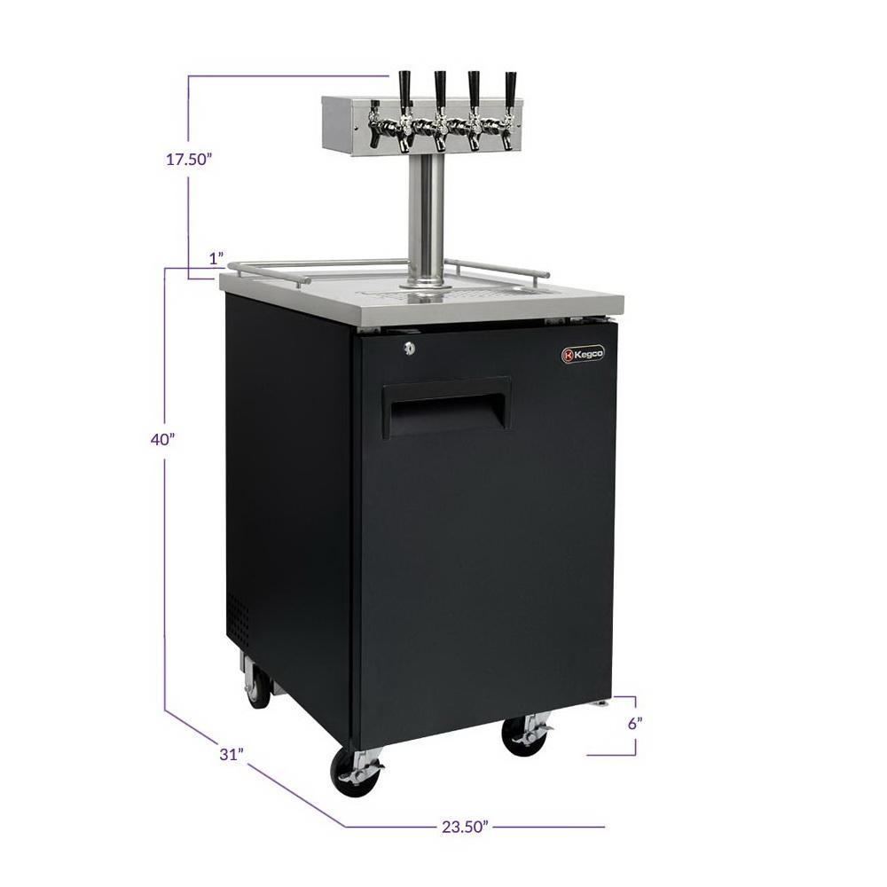 Kegco Four Tap Commercial Grade Kegerator - Black
