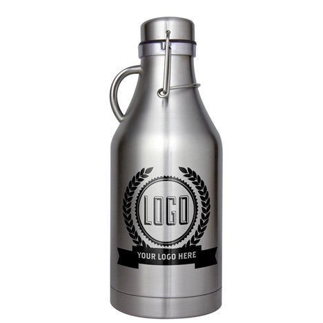 The Grizzly - 32 Oz Double Wall Stainless Steel Flip Top Beer Growler
