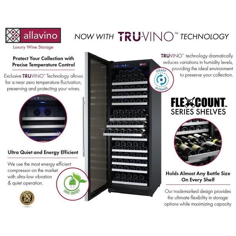 Allavino 177 Bottle Single Zone Stainless Steel Wine Refrigerator