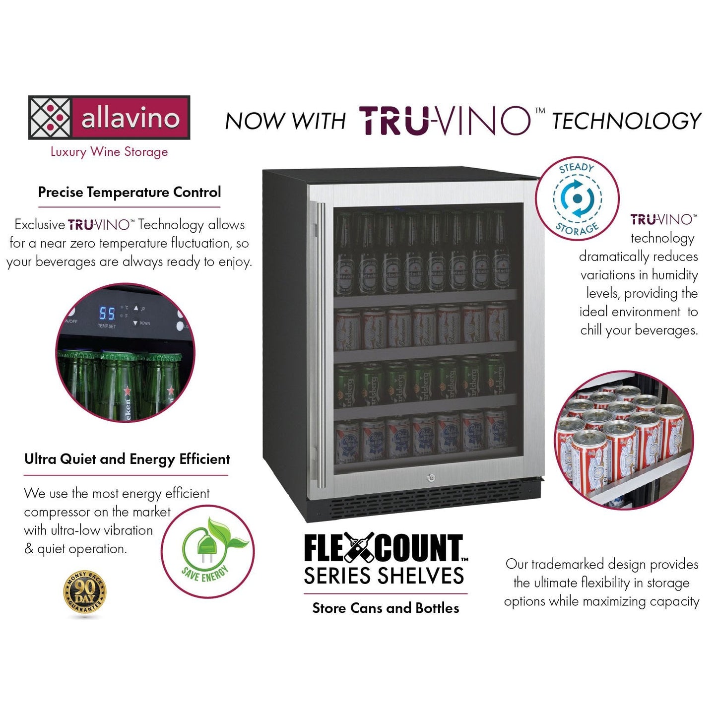 Allavino 24" Wide FlexCount II Tru-Vino Stainless Steel Beverage Center