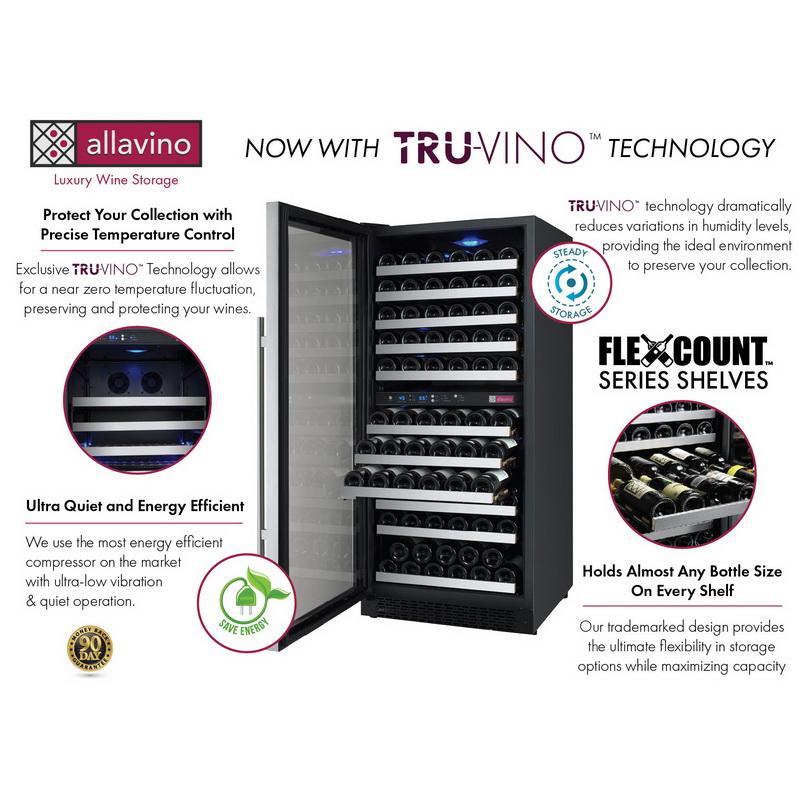 Allavino 121 Bottle Dual Zone Stainless Steel Wine Refrigerator