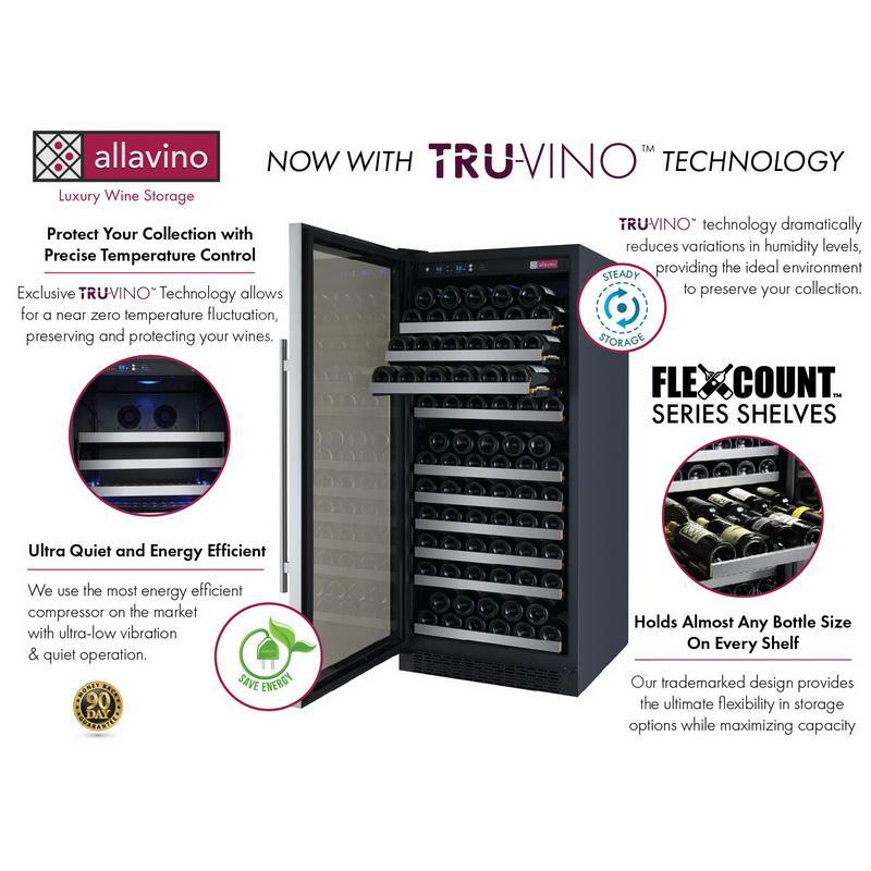 Allavino 128 Bottle Single Zone Stainless Steel Wine Refrigerator