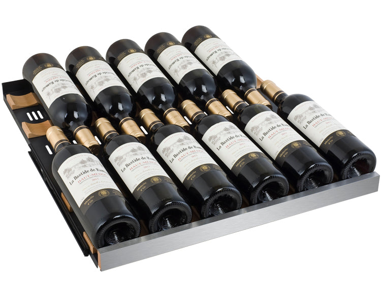 Wide FlexCount II Tru-Vino 172 Bottle Dual Zone Stainless Steel Left Hinge Wine Refrigerator