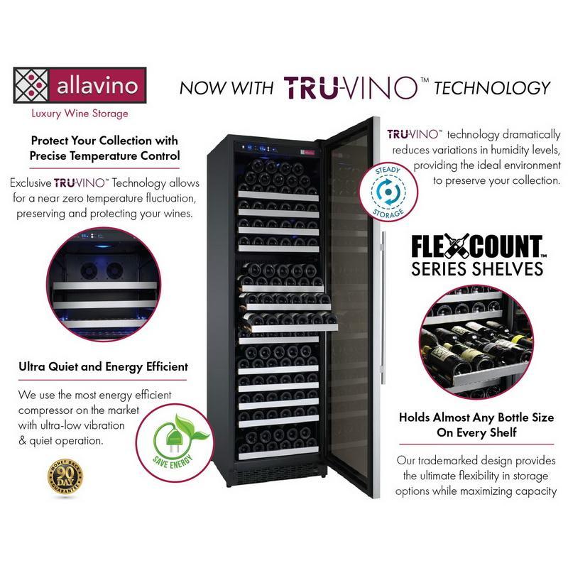 Allavino 249 Bottle Three Zone Stainless Steel Side-by-Side Wine Refrigerator