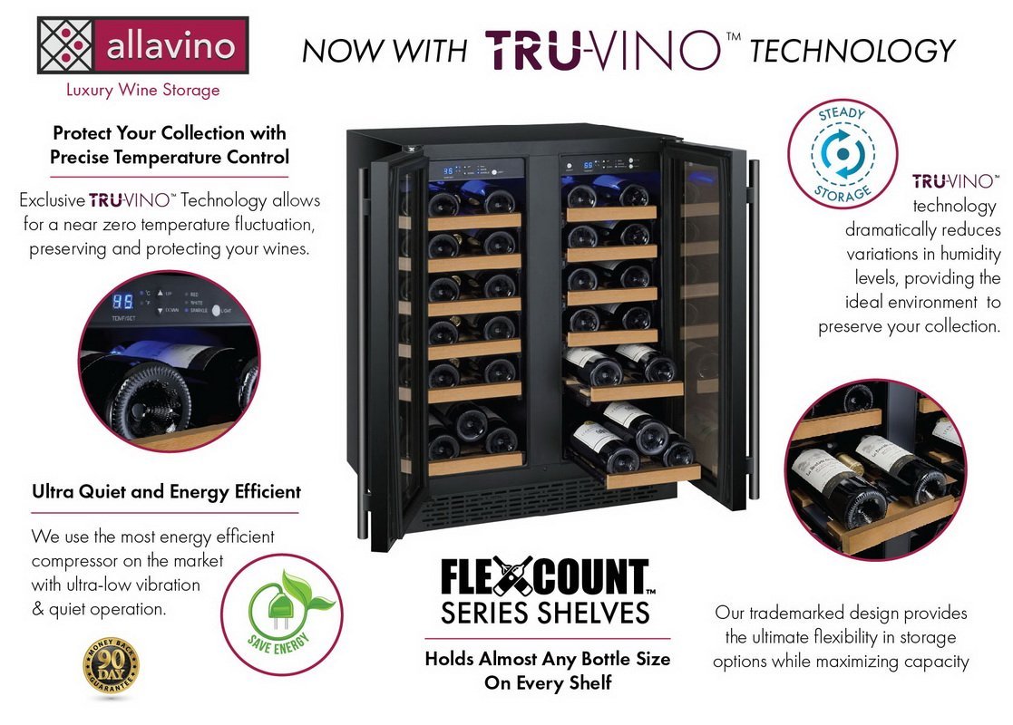 Allavino 36 Bottle Dual Zone Black Wine Refrigerator