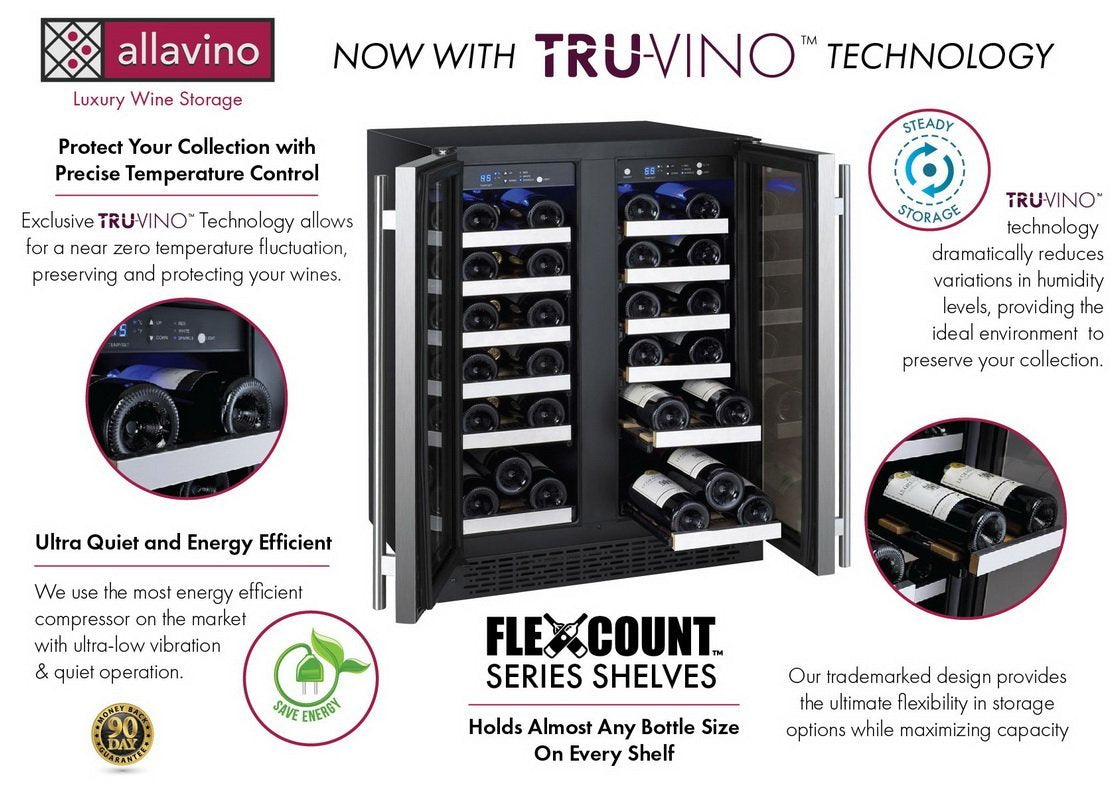 Allavino 36 Bottle Dual Zone Stainless Steel Wine Refrigerator