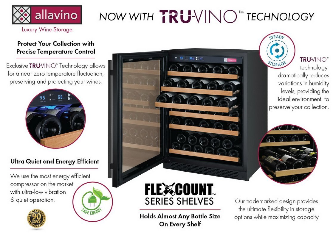 Allavino 56 Bottle Single Zone Black Wine Refrigerator