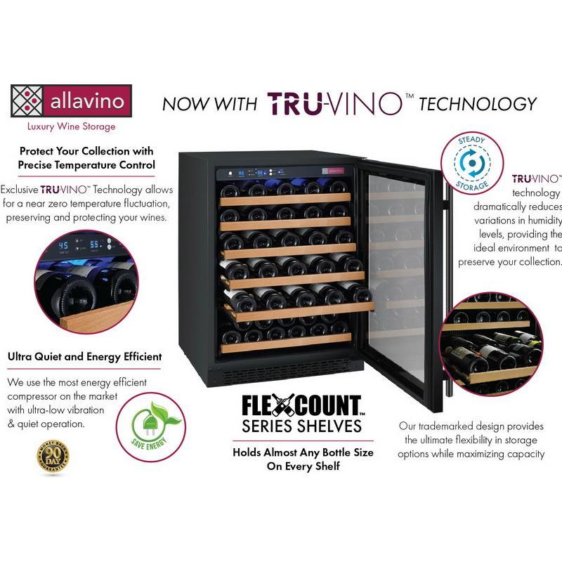 Allavino 112 Bottle Three Zone Black Side-by-Side Wine Refrigerator