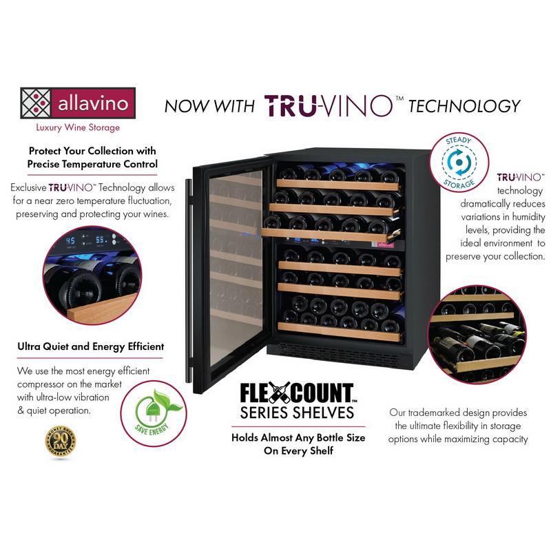 Allavino 56 Bottle Dual Zone Black Wine Refrigerator
