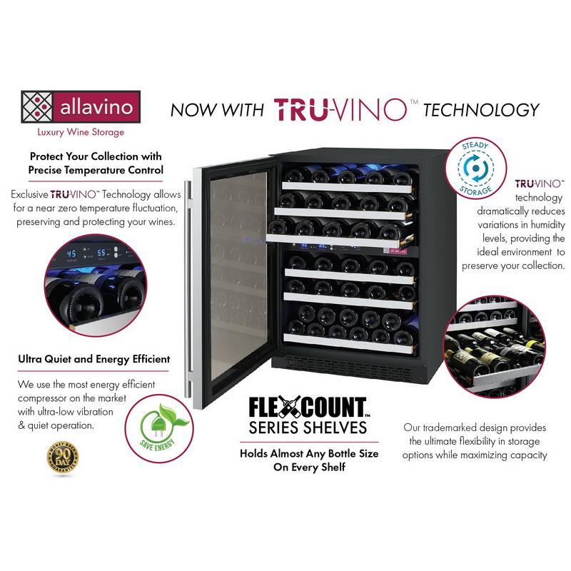 Allavino 56 Bottle Dual Zone Stainless Steel Wine Refrigerator