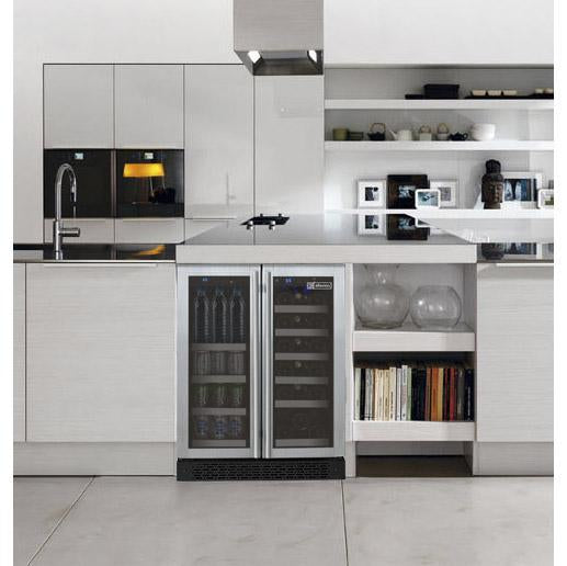 24" Wide FlexCount II Tru-Vino 18 Bottle/66 Cans Dual Zone Stainless Steel Wine Refrigerator/Beverage Center
