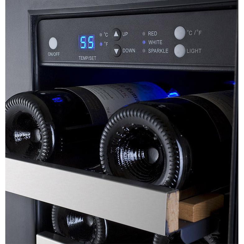 24" Wide FlexCount II Tru-Vino 18 Bottle/66 Cans Dual Zone Stainless Steel Wine Refrigerator/Beverage Center
