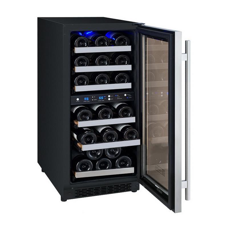 Allavino 30 Bottle Dual Zone Stainless Steel Wine Refrigerator
