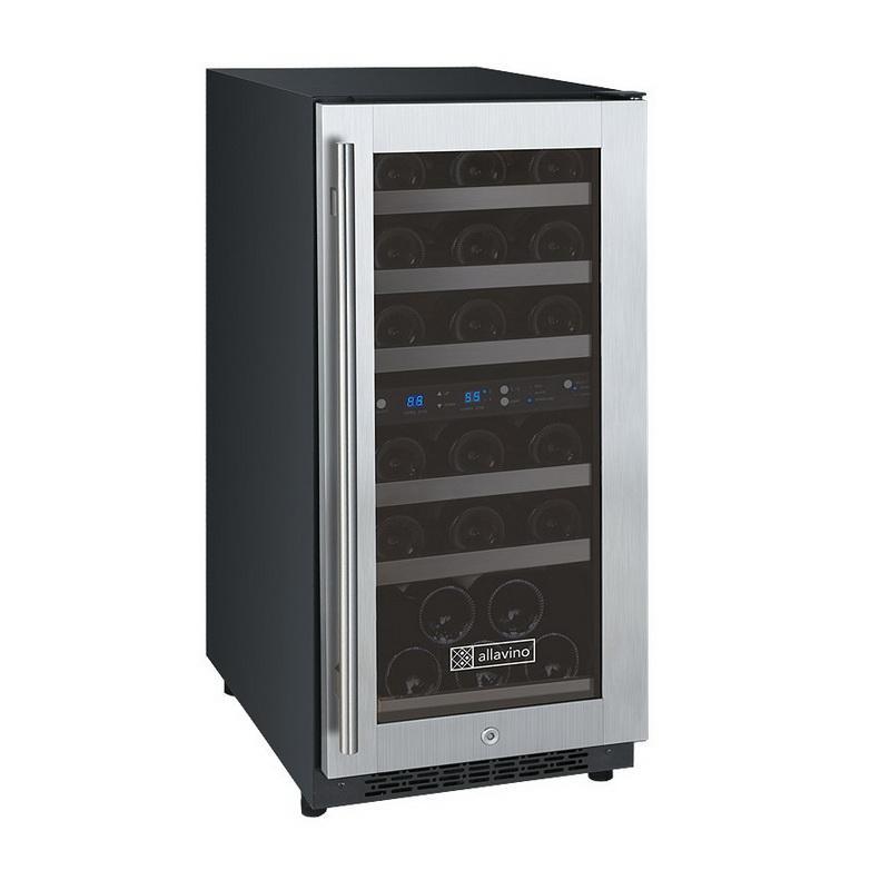 Allavino 30 Bottle Dual Zone Stainless Steel Wine Refrigerator