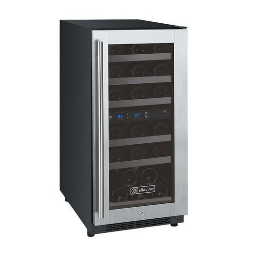 Allavino 30 Bottle Dual Zone Stainless Steel Wine Refrigerator